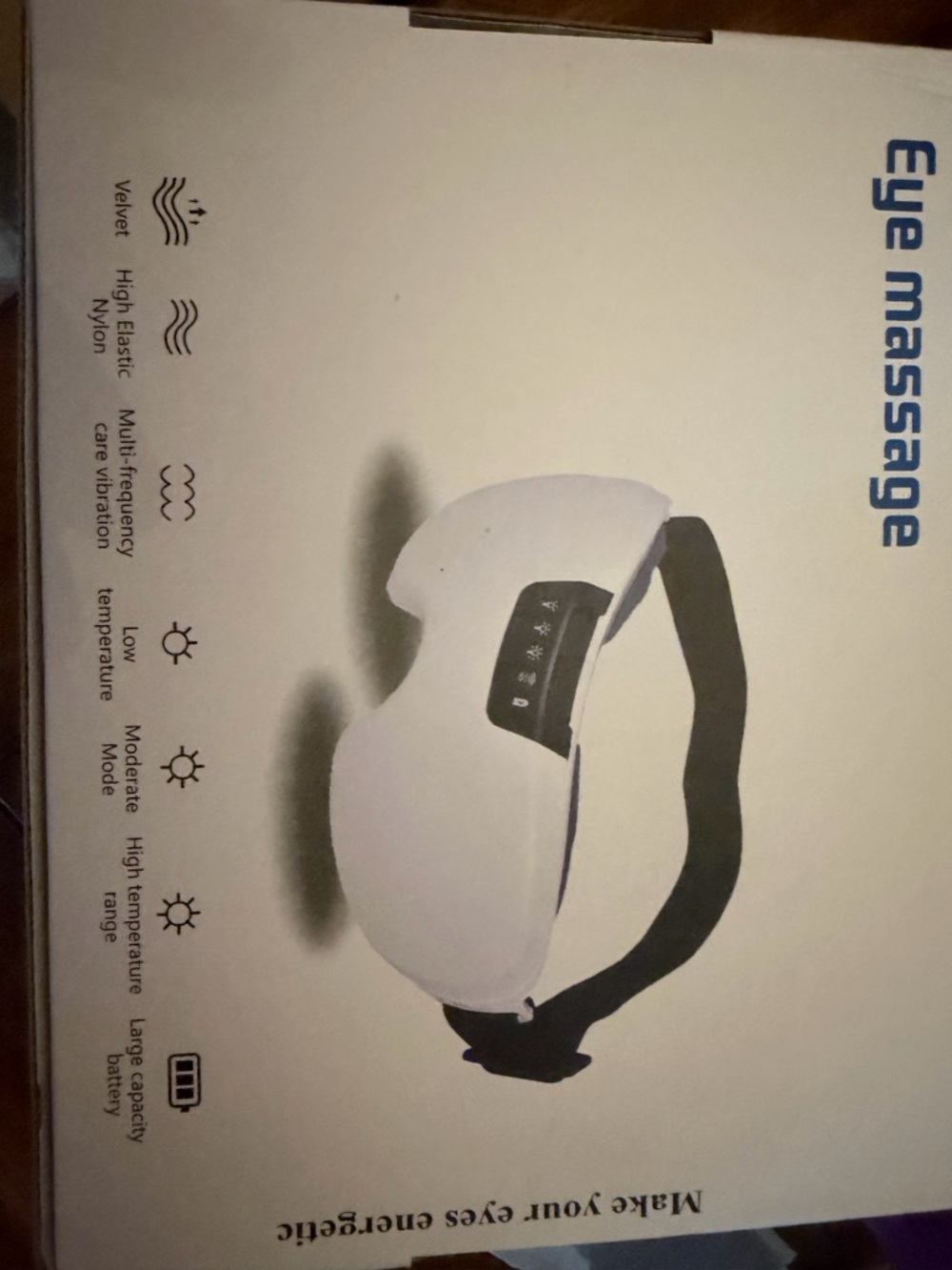 Eye Massage Mask - White Eye Massager with Adjustable Strap